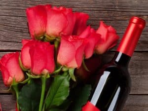 wine with roses
