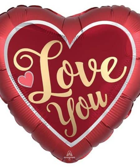 Announce your true love with our red-themed 'I Love You Balloon. Filled with helium and decorated with ribbon streamers.